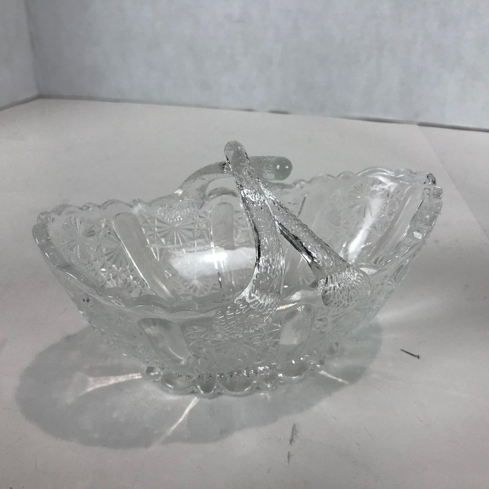 Fenton Cut Crystal Split Twig handle Basket